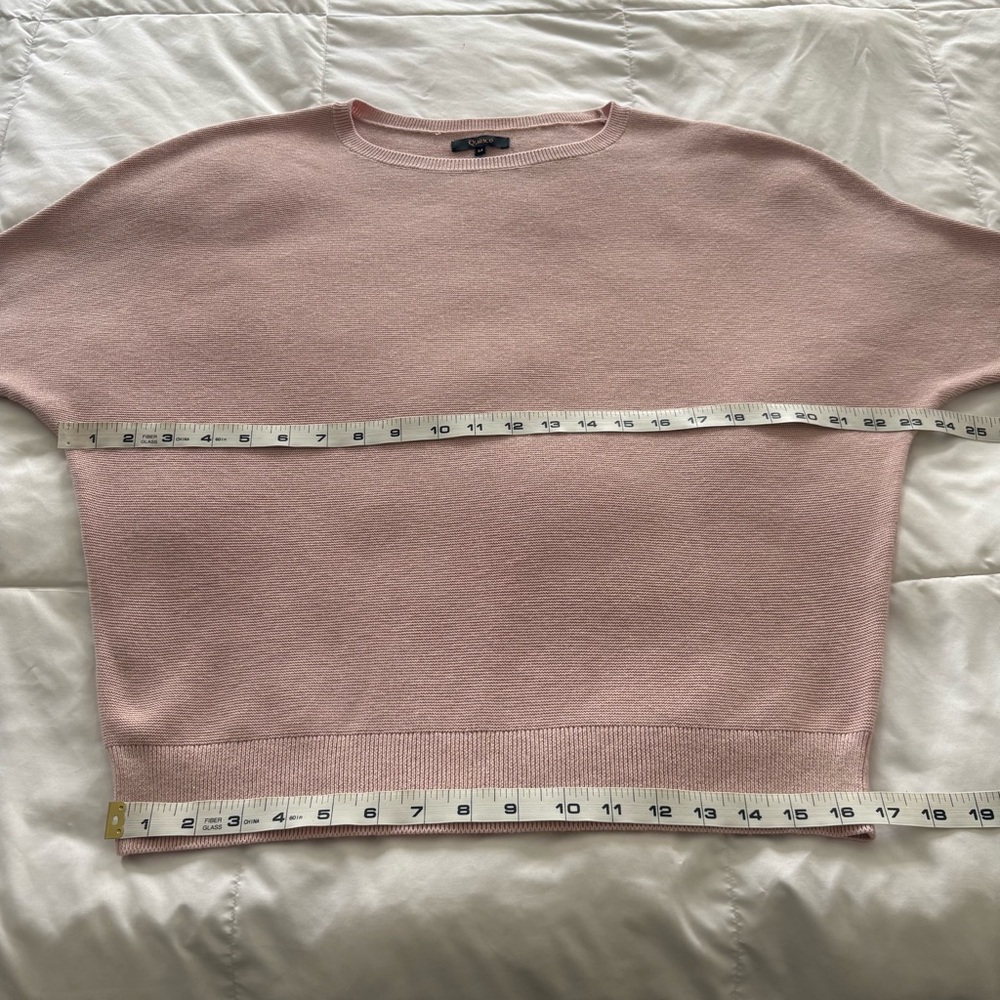 Quince Dolman Sweater Crew Cotton Cashmere Link Stitch Sugar Stone Sz M - Picture 13 of 16